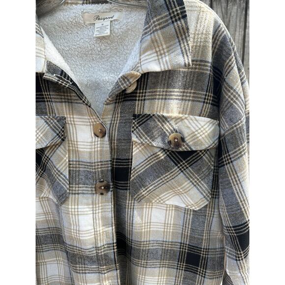 Passport Sherpa-Lined Plaid Shacket – Size M - Picture 3 of 4